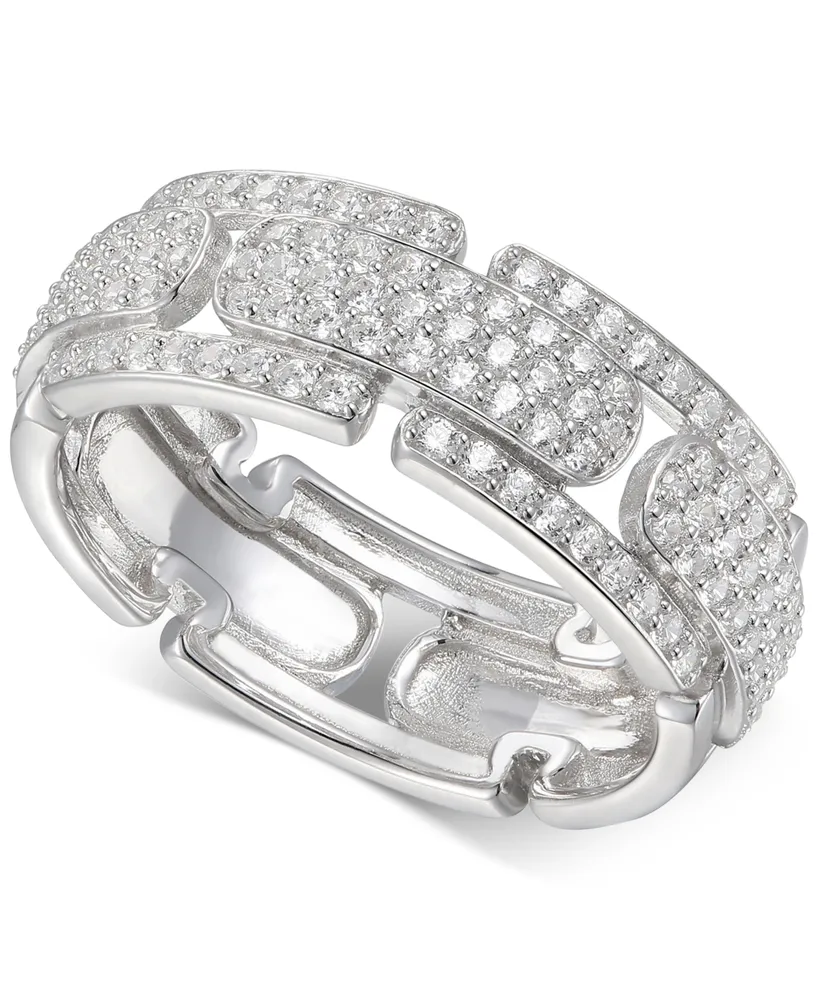 Cubic Zirconia (1-1/3 cttw) Pave Band Sterling Silver