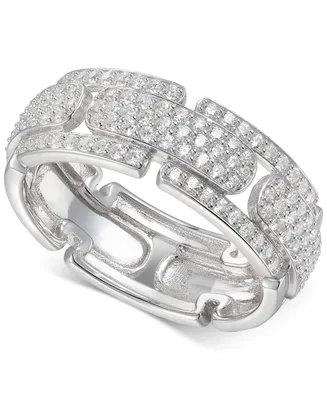 Cubic Zirconia (1-1/3 cttw) Pave Band Sterling Silver