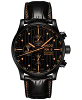 Mido Men's Swiss Automatic Multifort Orange Leather & Interchangeable Black Leather Strap Watch 44mm