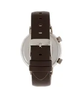 Simplify Quartz The 3300 Grey Case, Genuine Dark Brown Leather Watch 43mm
