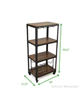 Mind Reader 4 Tier Wood and Metal Cart with Wine Rack
