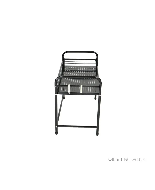 Mind Reader Microwave Shelf Counter Unit with Hooks - Black