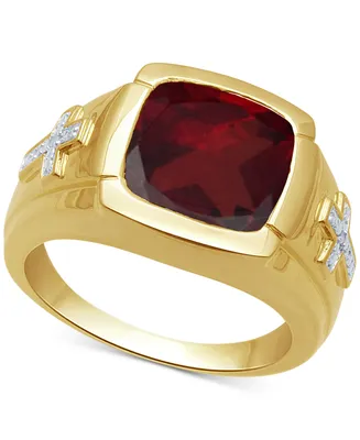 Men's Garnet (7-3/4 ct. t.w.) & Diamond Accent Ring in 18k Gold Over Sterling Silver
