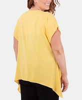 Ny Collection Plus Size Embellished Handkerchief-Hem Top