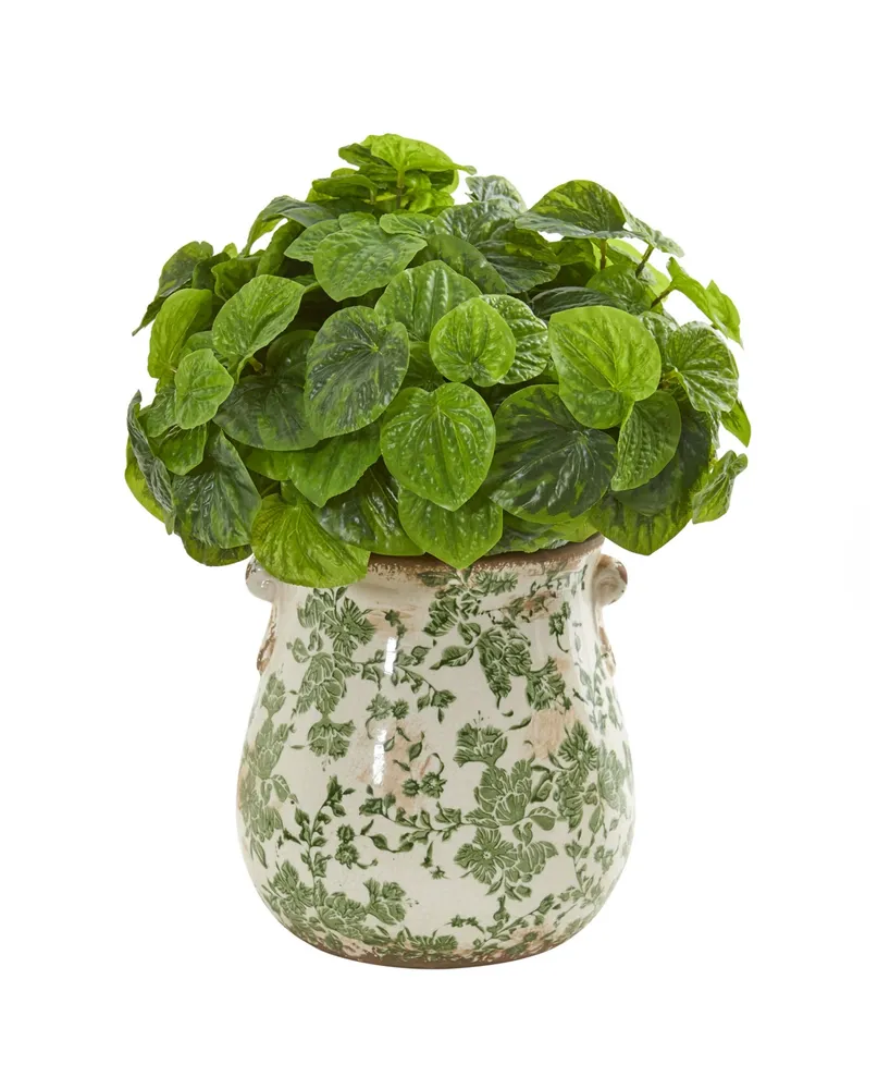 Nearly Natural Peperomia Artificial Plant in Floral Vase (Real Touch)