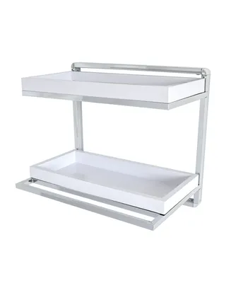 Danya B. Wall Mount 2-Tier Chrome Shelving Unit with Towel Rack and Trays