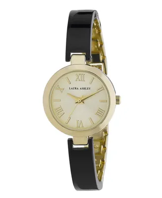 Laura Ashley Ladies' Black/Gold Resin Link Watch