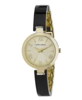 Laura Ashley Ladies' Black/Gold Resin Link Watch