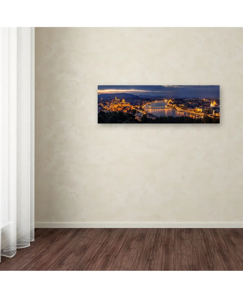 Thomas D Morkeberg 'Panorama Of Budapest' Canvas Art - 19" x 6" x 2"