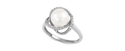 Honora Cultured Freshwater Pearl (8mm) & Diamond (1/8 ct. t.w.) Ring 14k Gold