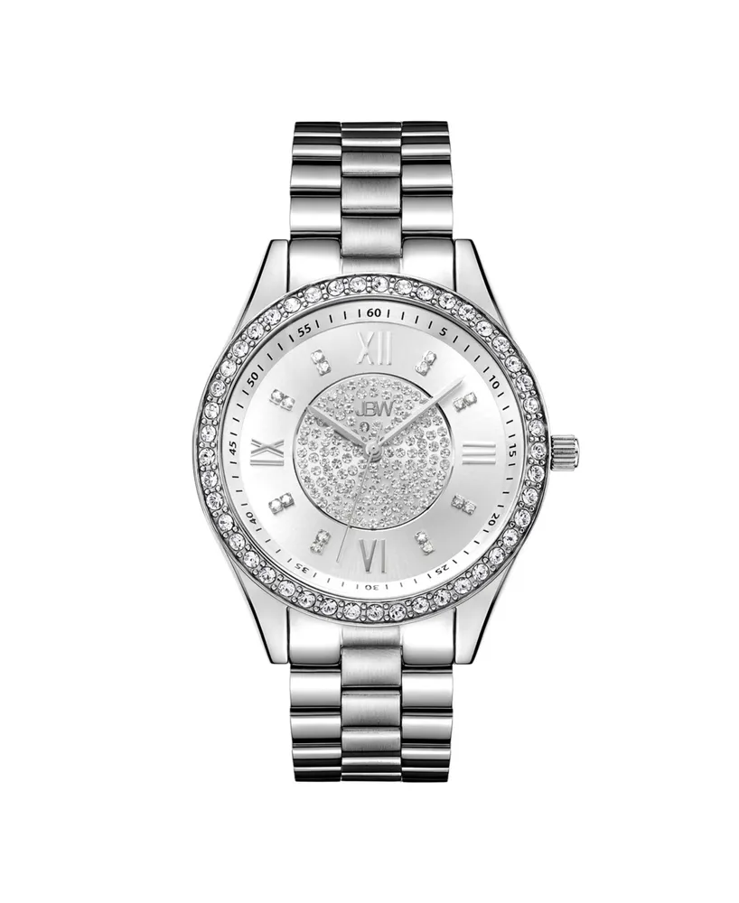 Jbw Women's Mondrian Jewelry Set Diamond (1/6 ct.t.w.) Stainless Steel Watch