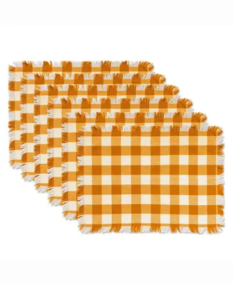 Pumpkin Spice Heavyweight Check Fringed Placemat Set of 6