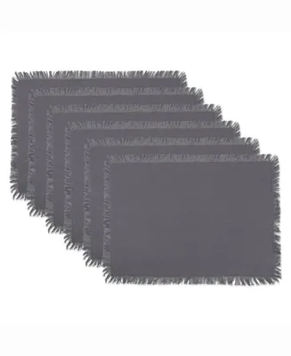 Solid Gray Heavyweight Fringed Placemat Set of 6