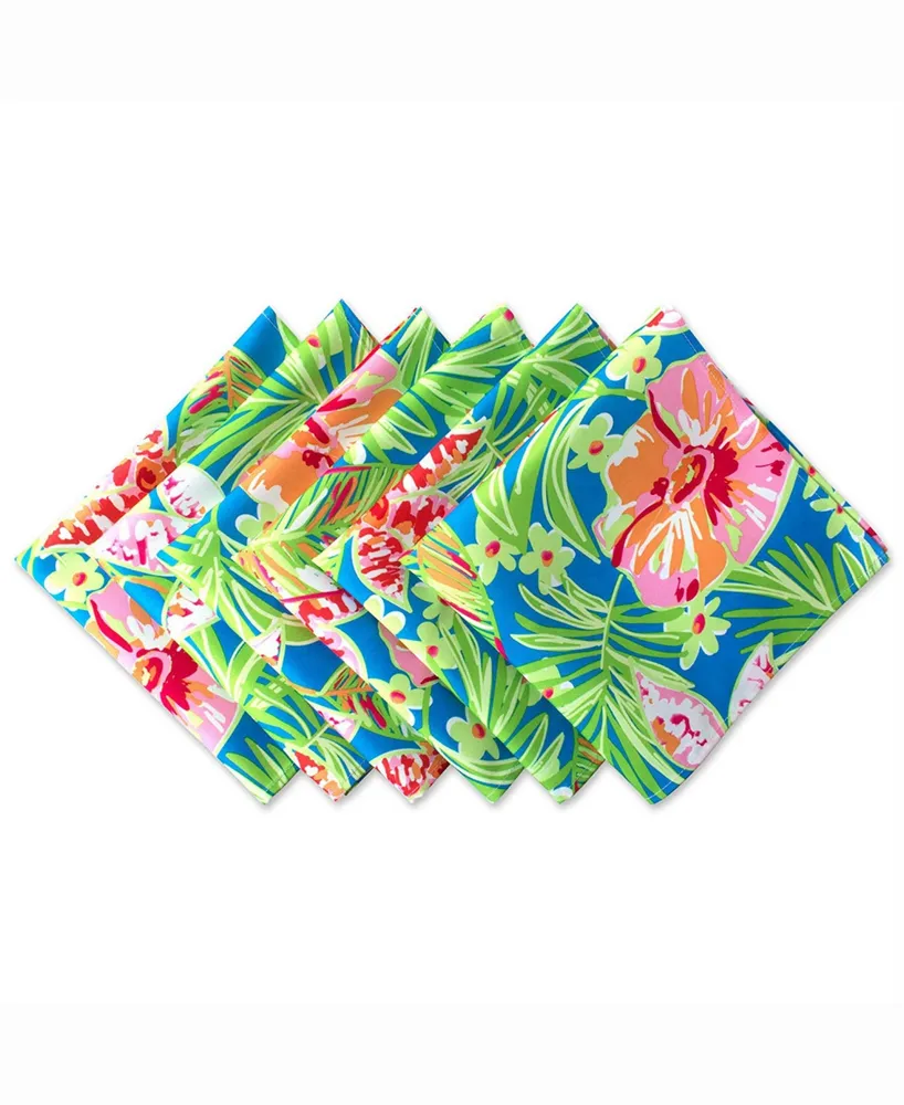 Summer Floral Print Outdoor Napkin Set of 6