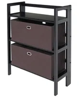 Torino 3-Pc Set Folding Bookcase with Fabric Basket