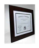 Lawrence Frames Dual Use Mahogany Faux Burl 11" x 14" Certificate Picture Frame with Double Bevel Cut Matting For Document - 8.5" x 11"