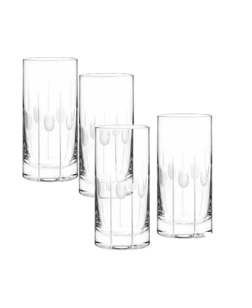 JoyJolt Infiniti Crystal Highball Glasses, 18 oz Set of 4