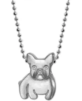 Alex Woo Diamond Accent French Bulldog 16" Pendant Necklace in Sterling Silver