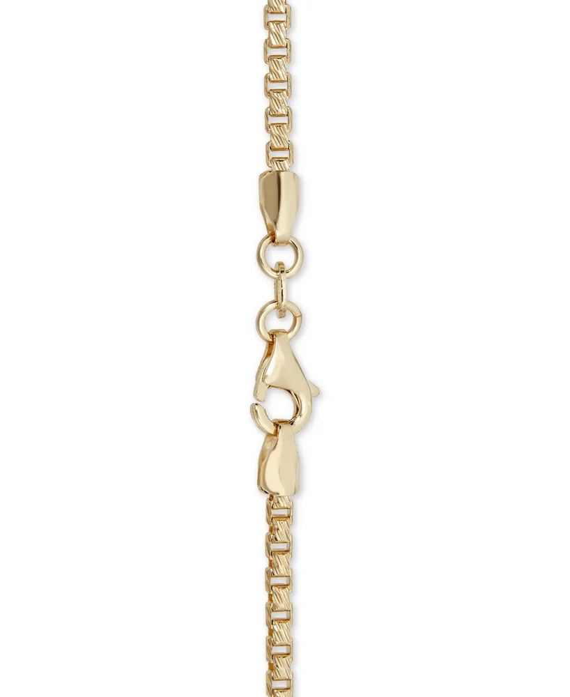 Italian Gold Textured Box Link 22" Chain Necklace in 14k Gold
