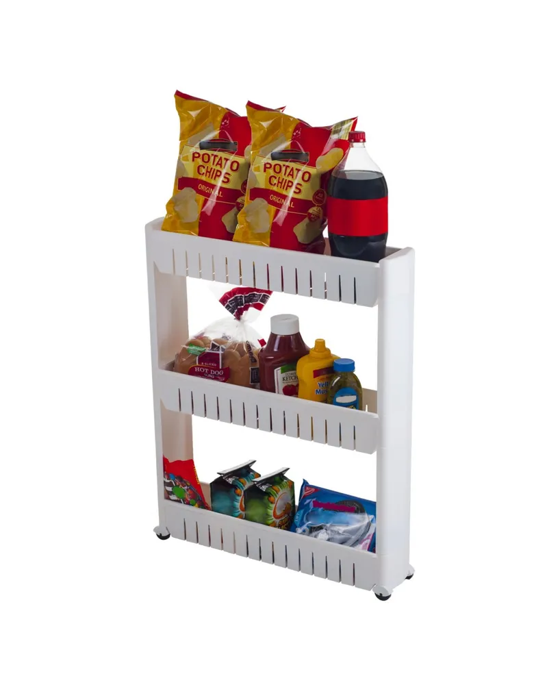 Trademark Global Mobile Shelving Unit organizer with 3 Large Storage Baskets by Everyday Home