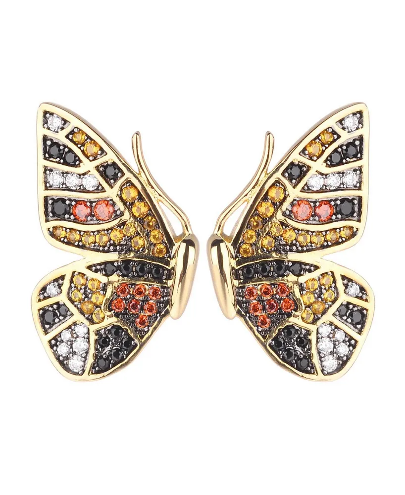 Noir Multi-Colored Cubic Zirconia Butterfly Wing Stud Earring