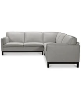 Closeout! Virton 3-Pc. Leather "L" Sectional Sofa, Created for Macy's