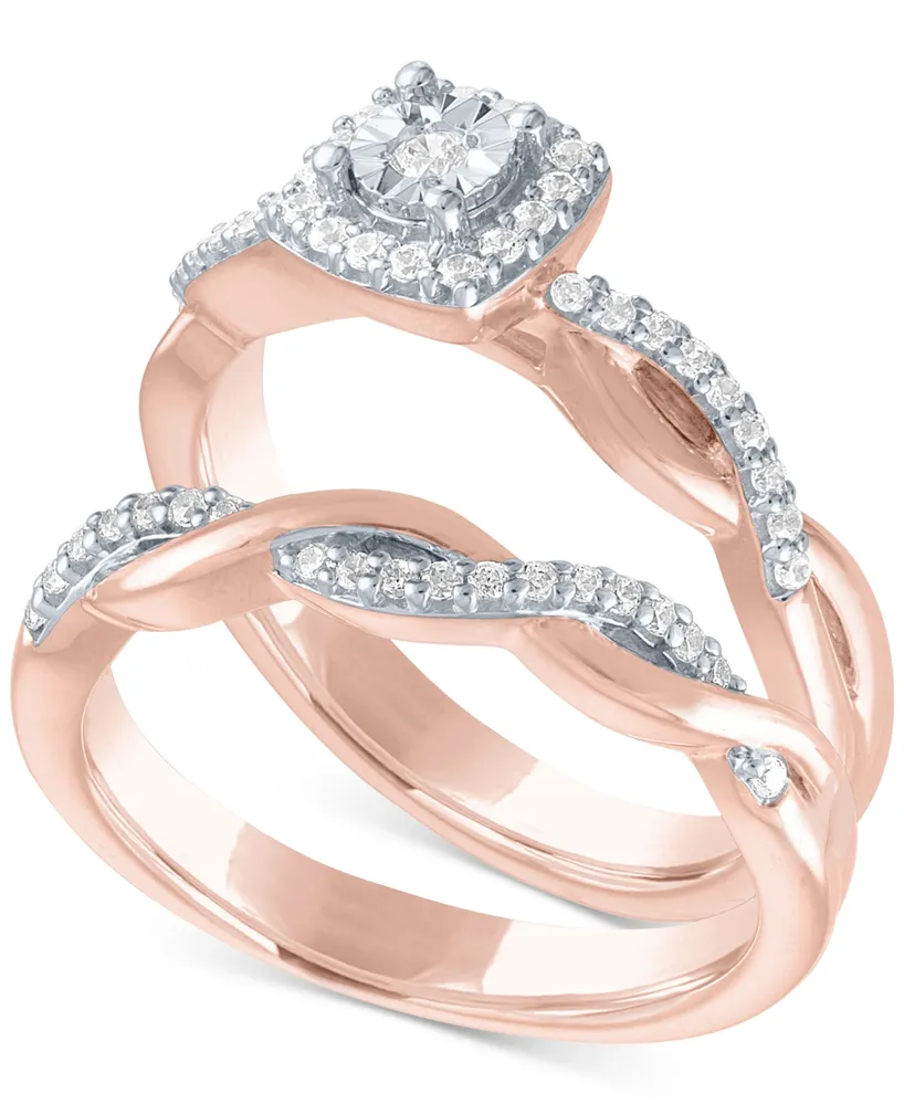 Diamond Bridal Set (1/4 ct. t.w.) 14k Rose Gold Over Sterling Silver