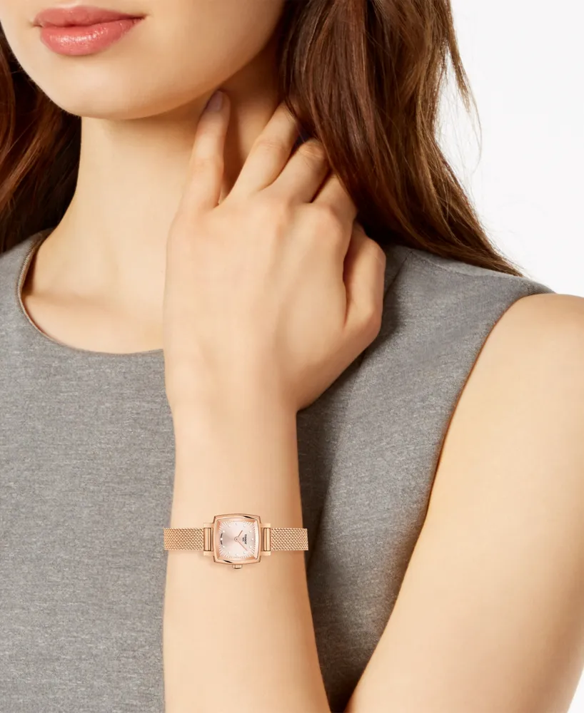 Tissot Women's Swiss T-Lady Lovely Diamond Accent Rose Gold Mesh Bracelet Watch 20mm
