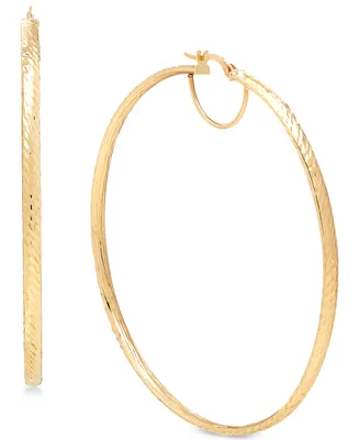 Italian Gold Round Hoop Earrings in 14k Gold, 60mm