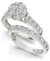 Diamond Cluster Bridal Set (2 ct. t.w.) in 14k White Gold