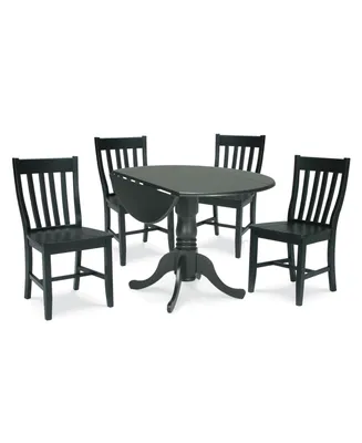 International Concepts 42" Dual Drop Leaf Table With Schoolhouse Chairs