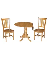 International Concepts 42" Dual Drop Leaf Table With 2 San Remo Chairs