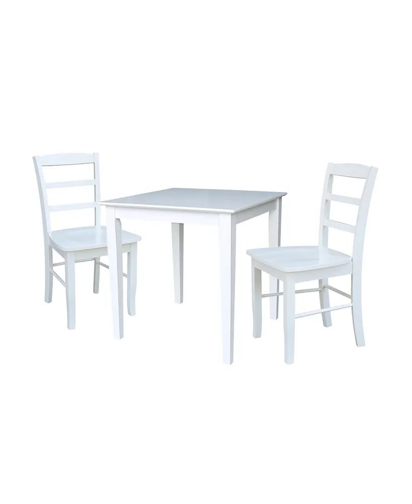 International Concepts 30X30 Dining Table With 2 Ladder Back Chairs