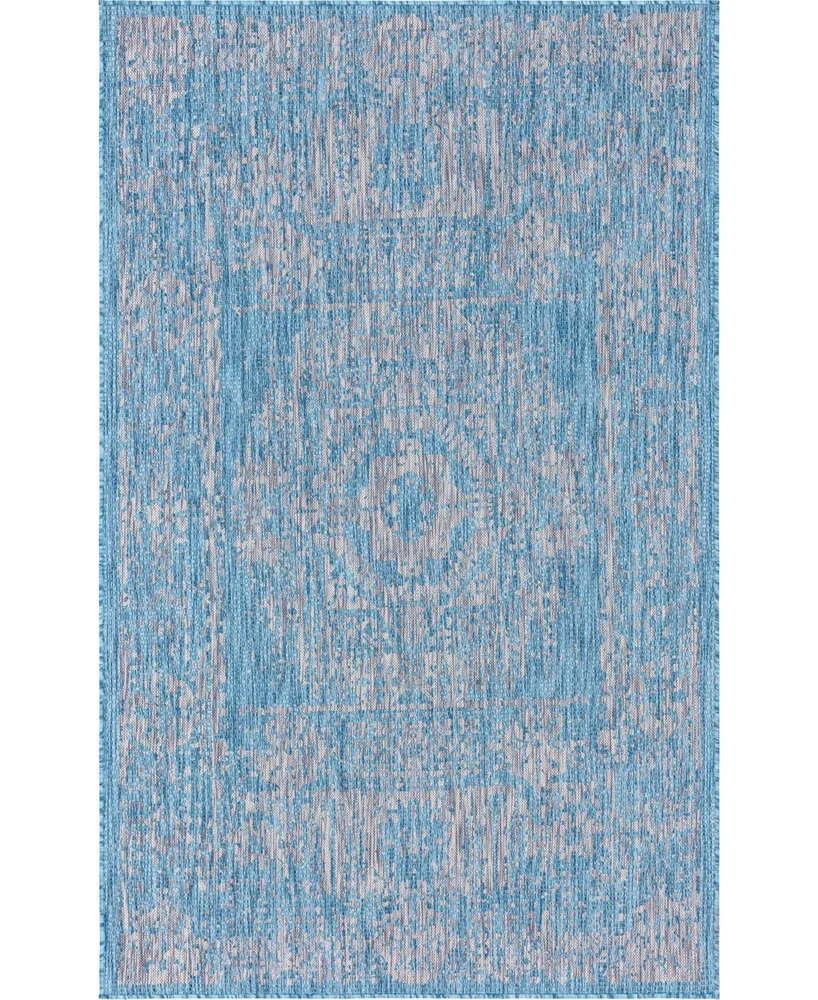 Bayshore Home Outdoor Pashio Pas8 Light Aqua 5' x 8' Area Rug