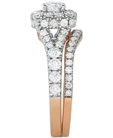 Diamond Halo Bridal Set (2 ct. t.w.) 14K White, Yellow or Rose Gold