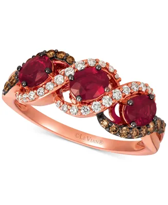 Le Vian Passion Ruby (1-1/4 ct. t.w.), Vanilla Diamonds (1/5 ct. t.w.) & Chocolate Diamonds (1/5 ct. t.w.) Statement Ring in 14k Rose Gold