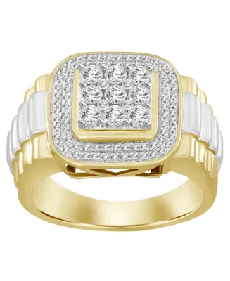 Men's Diamond (1/4 ct.t.w.) Ring in 10k Yellow and White Gold