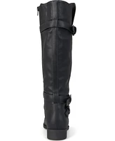 Journee Collection Women's Bite Wide Calf Knee High Buckle Boots