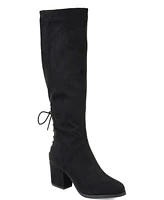 Journee Collection Women's Leeda Wide Calf Lace Up Detail Knee High Boots