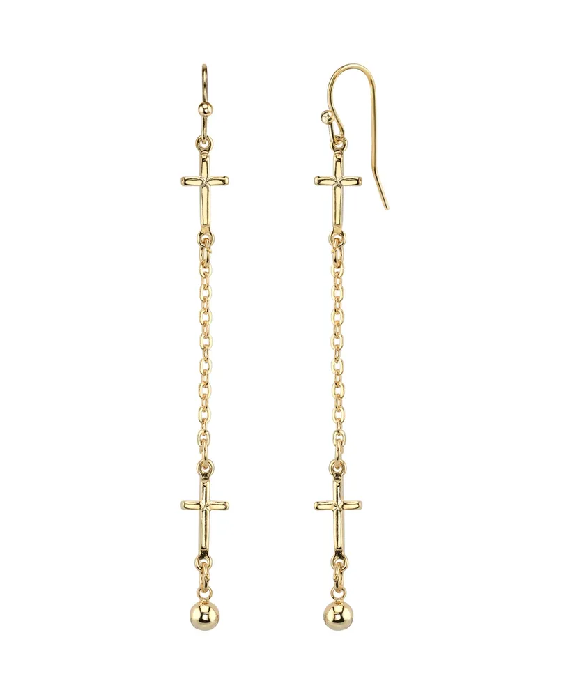 2028 14K Gold-tone Cross Chain Linear Drop Earrings