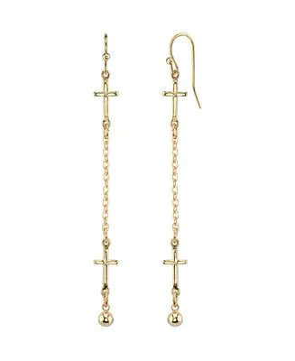 2028 14K Gold-tone Cross Chain Linear Drop Earrings