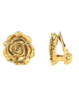 2028 14K Gold-Dipped Flower Button Clip Earrings