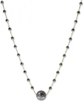 Effy Cultured Tahitian Pearl (10mm) & Hematite Bead 18" Statement Necklace in 14k Gold