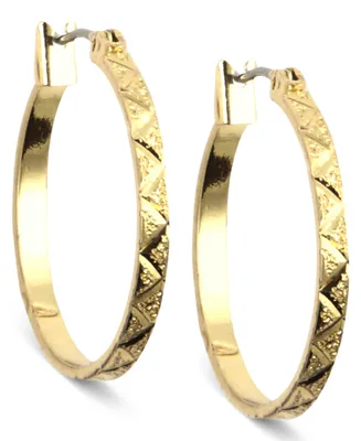 Anne Klein Gold-tone Textured Hoop Earrings, .86"