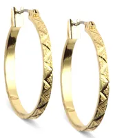 Anne Klein Gold-tone Textured Hoop Earrings, .86"