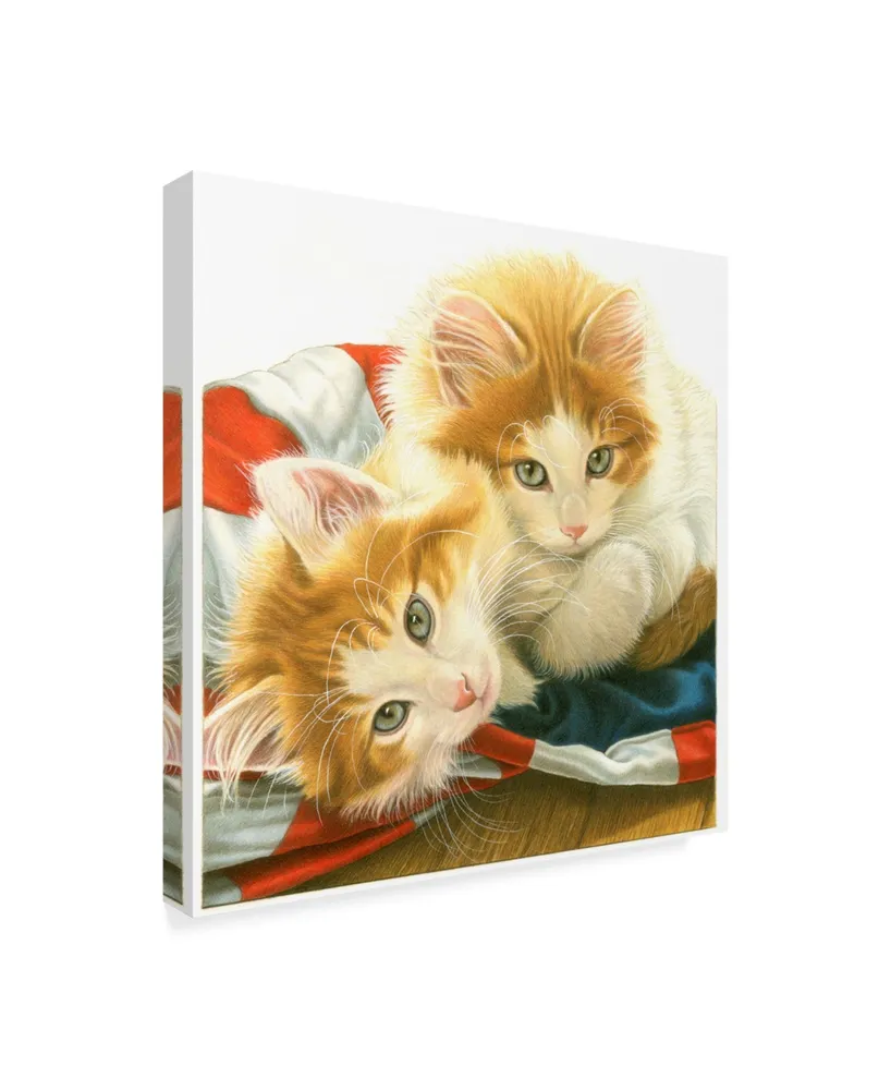 Francien Van Westering 'Orange Kittens' Canvas Art - 14" x 14"