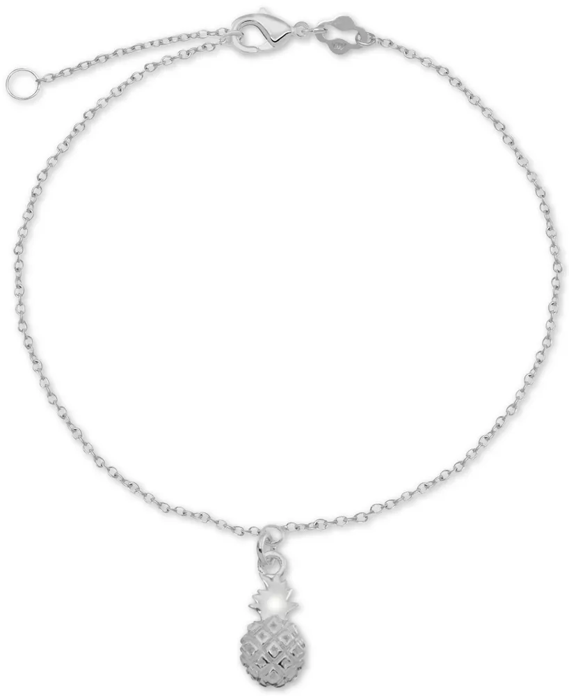 Pineapple Chain Ankle Bracelet in Sterling Silver