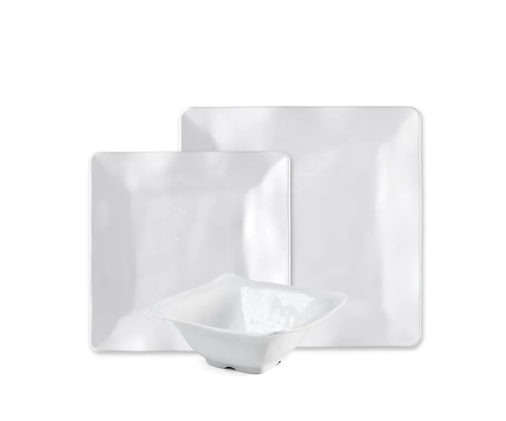 Q Squared Melamine Ruffle Square 12 Pc. Set, Service for 4