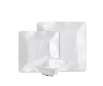 Q Squared Melamine Ruffle Square 12 Pc. Set, Service for 4