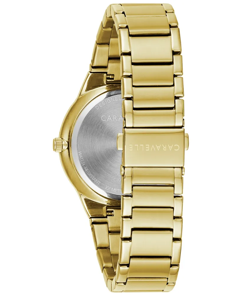 Caravelle Designed by Bulova Designed by Bulova Men's Diamond-Accent Gold-Tone Stainless Steel Bracelet Watch 40mm